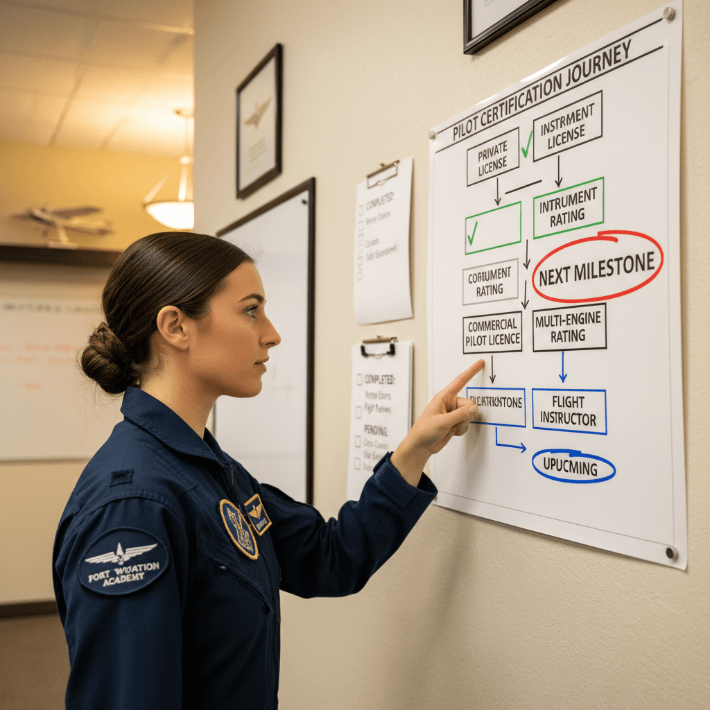 Pilot certification progression chart and training milestones