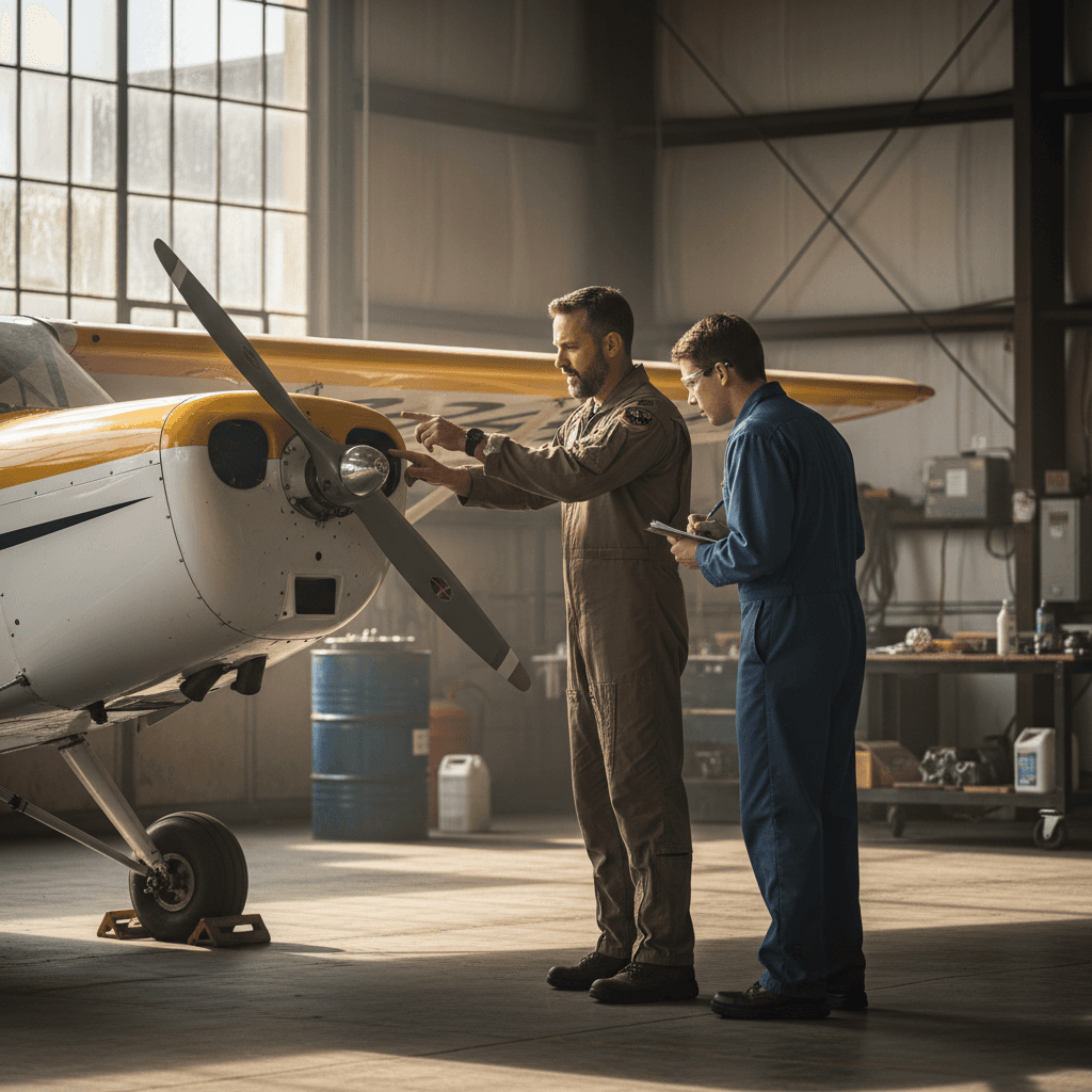 Flight instructor providing aircraft training at SKYWAY FLIGHT ACADEMY